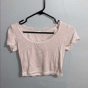 Pink lace crop top